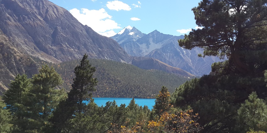 The picturesque view of Shey Phoksumdo National Park from the west direction, providing a unique scene.
