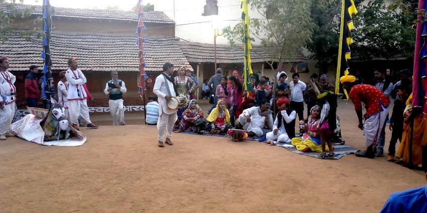 Local artists at Shilpgram, which is one of the places to visit in Udaipur, Rajasthan.