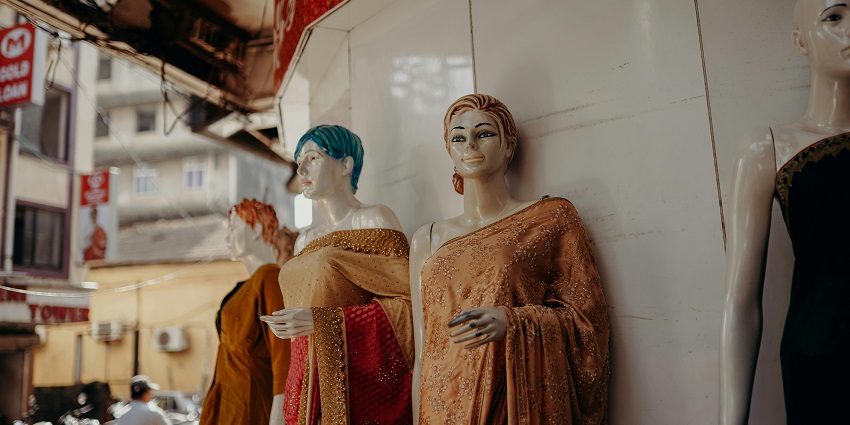 This is an image of colourful Maheshwari sarees available for purchase, a unique spot.