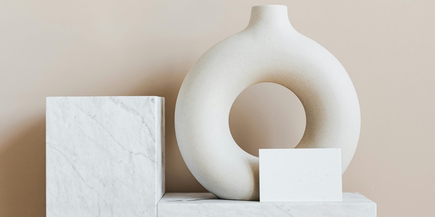 Elegant marble vase with a striking ring shape, craftsmanship like marble handicrafts.