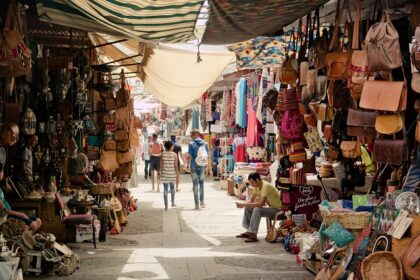 Tourists walking the streets of Sandekha bazar, one of the famous places for street shopping in Vadodara