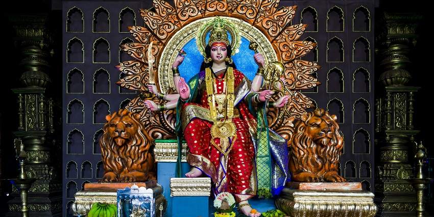 A glimpse of the Shree Rajrajeshwari Maa Mahamaya Devi in the tourist attraction.
