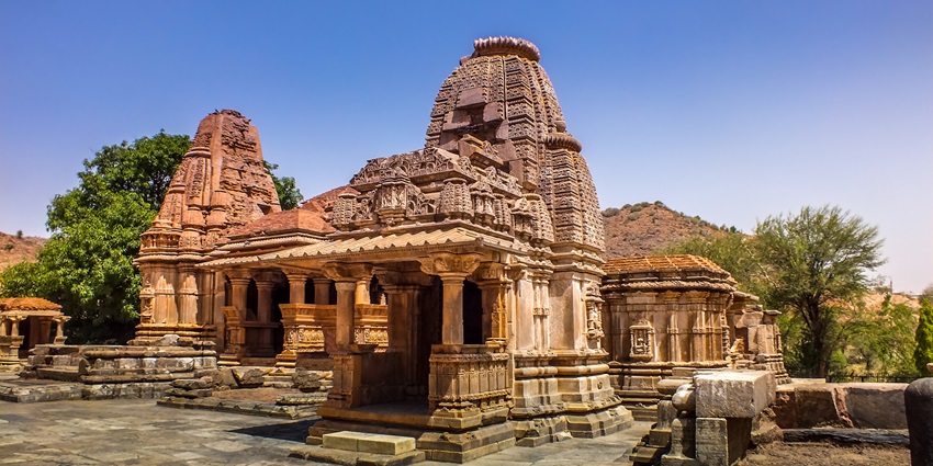 Image of Shri Ram Mandir, showcasing its detailed, intricate architecture.