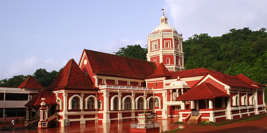 Image of Shanta Durga Temple at sunrise, after monsoon showers - best temples in Ponda