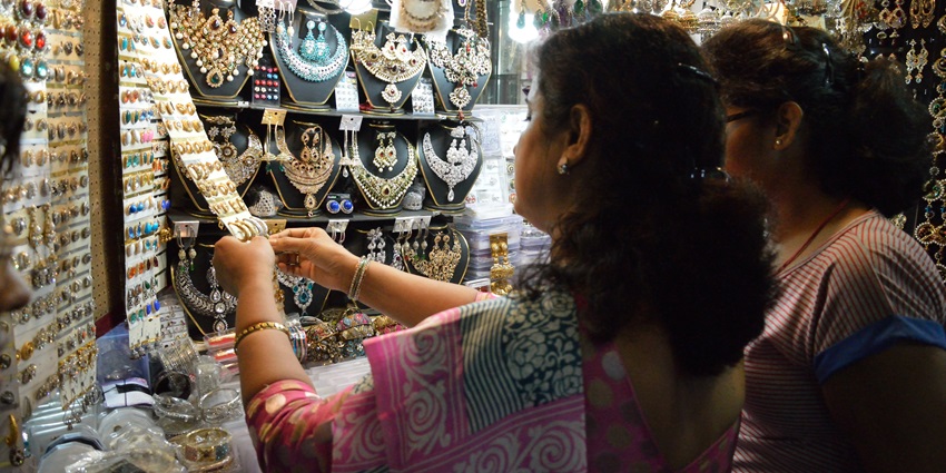 Some of the fabrics and home furnishings are on display at Sindhi Market, one of Ahmedabad's popular shopping hotspots.
