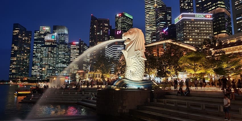 Singapore, with a beautiful skyline, houses the Changi Airport.