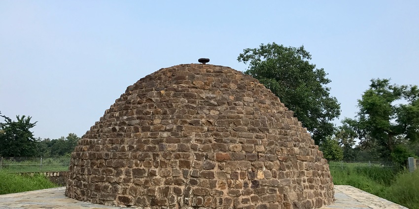 Ancient ruins and an ols atupa standing in Sirpur near Sitanadi Wildlife Sanctuary