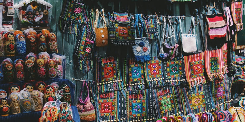 A glimpse of colourful handicrafts being sold at the Skybird Handicrafts, Rajasthan.