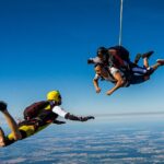 Image of a group of skydivers leaps from a plane - explore best Skydiving near delhi