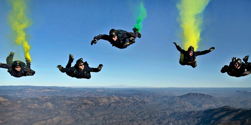 Scenic image of a group of adventurers indulging in Skydiving activity in Vietnam