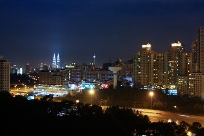 Kuala Lumpur skyline by night with Mont Kiara district in the foreground offering scenic views.