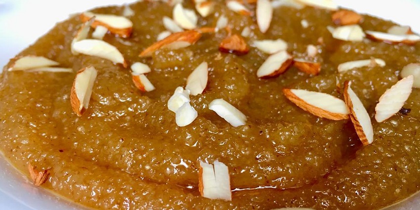 An image of Sohan Halwa whihc is a dense, chewy dessert from Ajmer, great with tea.