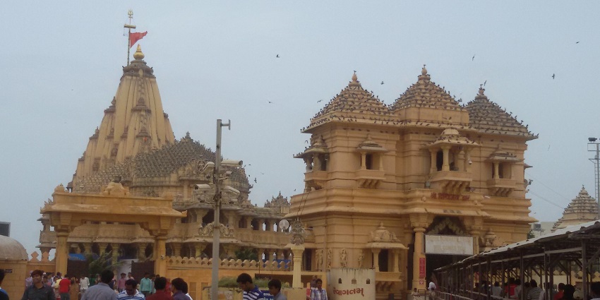 Devotees flocked around the famous Somnath Temple.