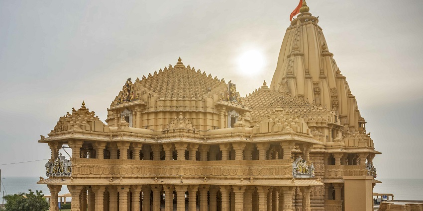A view of ancient Somnath Temple, a holy shrine.