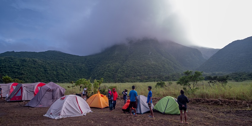Snapshot of the campaigning site on the top of the hill of the beautiful trekk in Sonsogor Peak