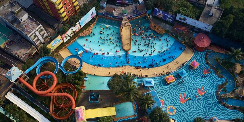A vibrant view of a top water park in, showcasing one of the fun things to do in Rohtak.