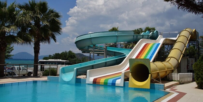 The Splash Water Park Ahmedabad features various high-speed slides and water rides