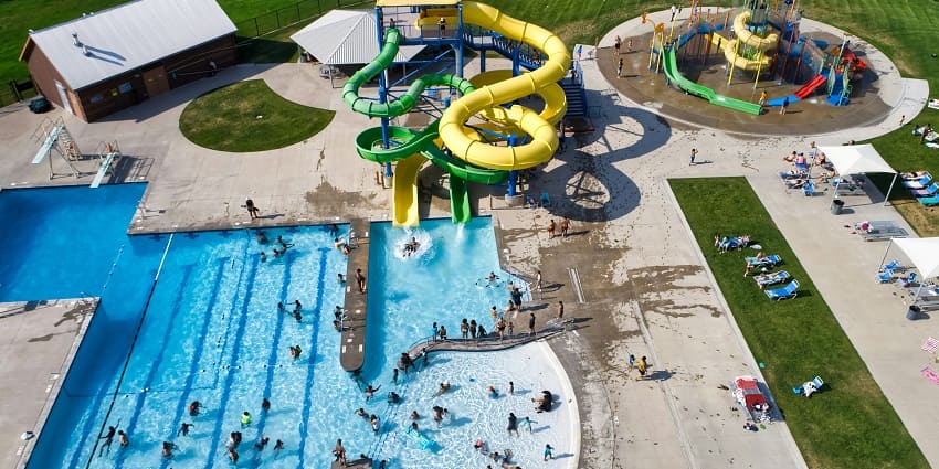 A bird’s eye view of the Splash Zone Water Park, one of the top water parks in Ranchi.