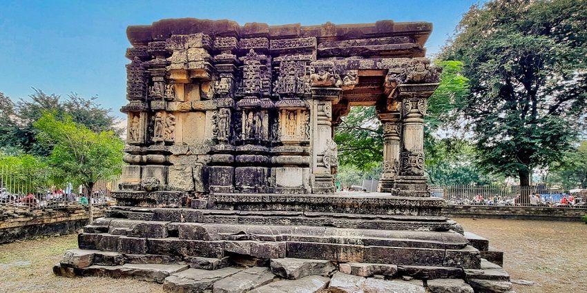 Panoramic view of the ancient hindu temple which is the part of bigger temple complex