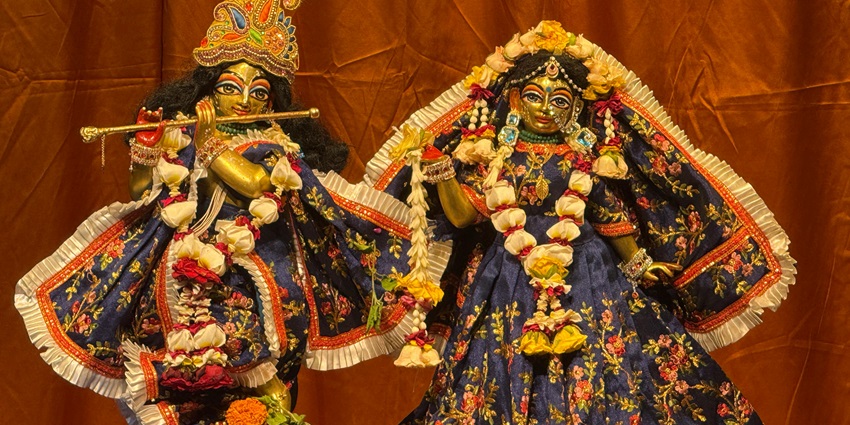 Image of Intricately Dressed Hindu Deity Statues Display - one of the Krishna temples in Jaipur