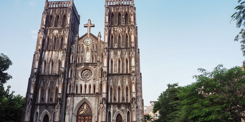 St. Joseph's Cathedral; notable religious tourist attraction in Hanoi for its history.