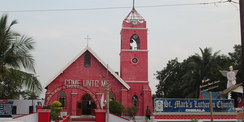 Front view of the Lutheran Church, one of the tourist places in Chirala ideal for serenity seekers