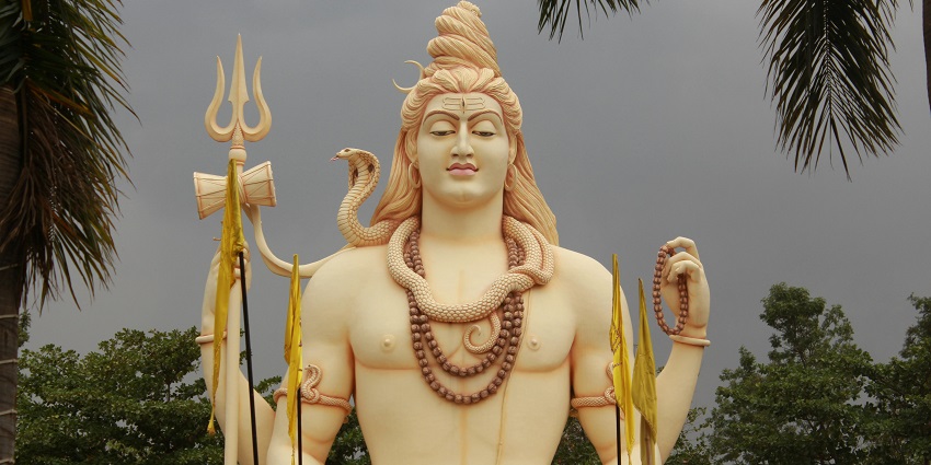 Picturesque view of lord Shiva statue with details with spiritual