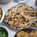 A plate of Gathiya and Jalebi, one of the best street food in Vadodara.