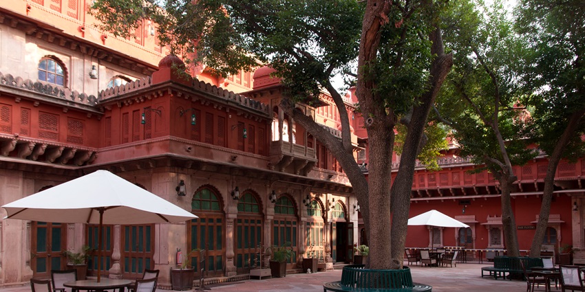Courtyard of Gajner Wildlife Sanctuary in Bikaner, offering serene wildlife experiences.