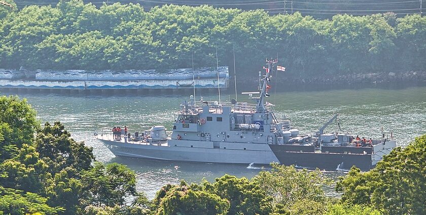 Scenic image of the beautiful and magnificent warship near submarine museum Vizag