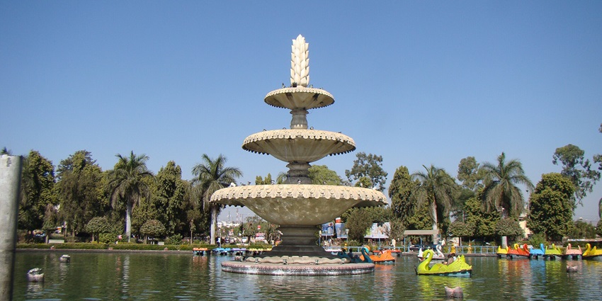 View of Sukhadia circle with lush gardens and a serene environment