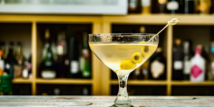 A Martini mixed with gin and vermouth as you classically do, but with some added olive brine
