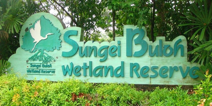 An image showing the entrance banner of Sungei Buloh Wetland Reserve in Singapore.