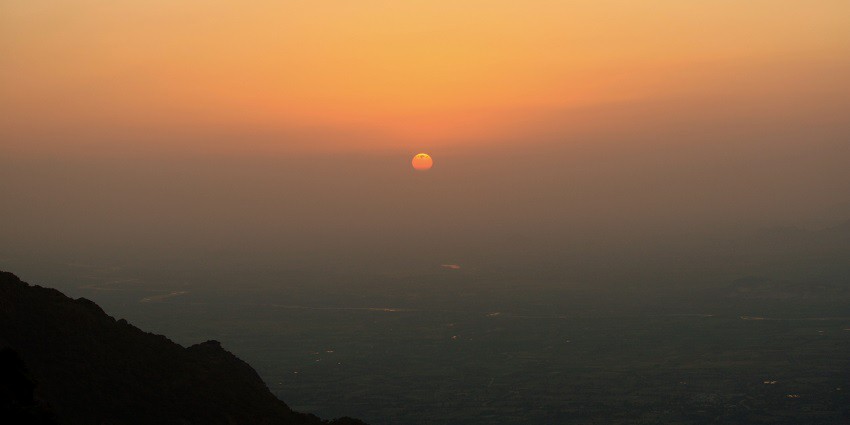 Stunning sunset over Mt. Abu from Sunset Point, a breathtaking view to cherish.