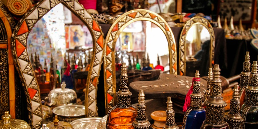 Fragrant Swadeshi perfumes being sold at the Swadeshi Sugandh shop in Rajasthan.