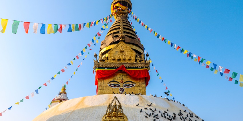 Swayambhunath Temple is an ancient and famous religious architecture in Nepal.