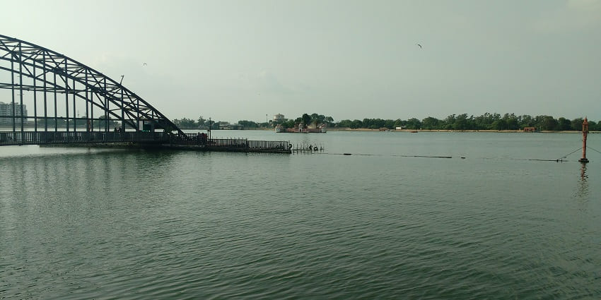 Stunning view over Kishore Sagar Lake, during the dusk hour—breathtaking view for all.