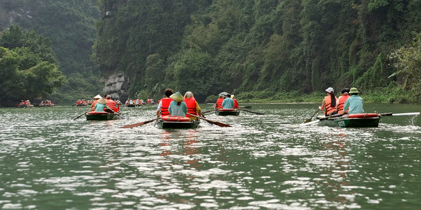 View of Trang An Landscape Complex, showcasing lush karst formations and waterways