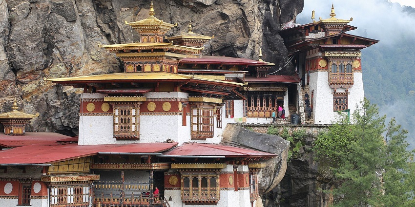 Taktsang Monastery (Tiger's Nest) perched on a cliff in Bhutan’s Paro Valley.