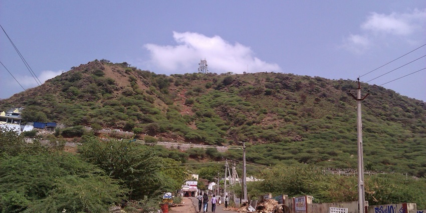 Panoramic view of the beautiful hill covered in lush green forest in Andhra Pradesh