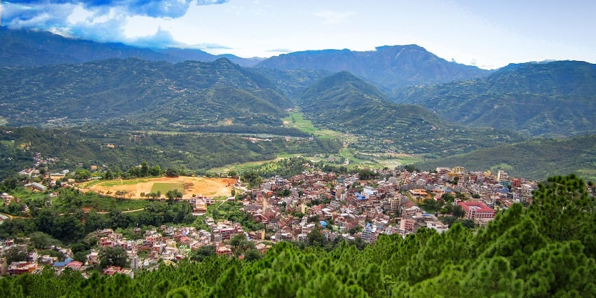 The view of the town of Tansen, which is less known among places for paragliding in Nepal.