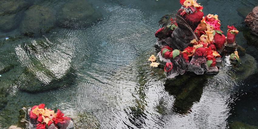 A hot water stream in Taptapani Hot Springs in Odisha, is known for its healing powers.