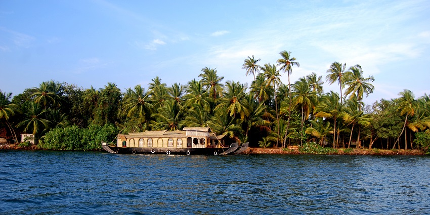 Snapshot of the beautiful House boat on the river in Tarkali a scenic place near Goa