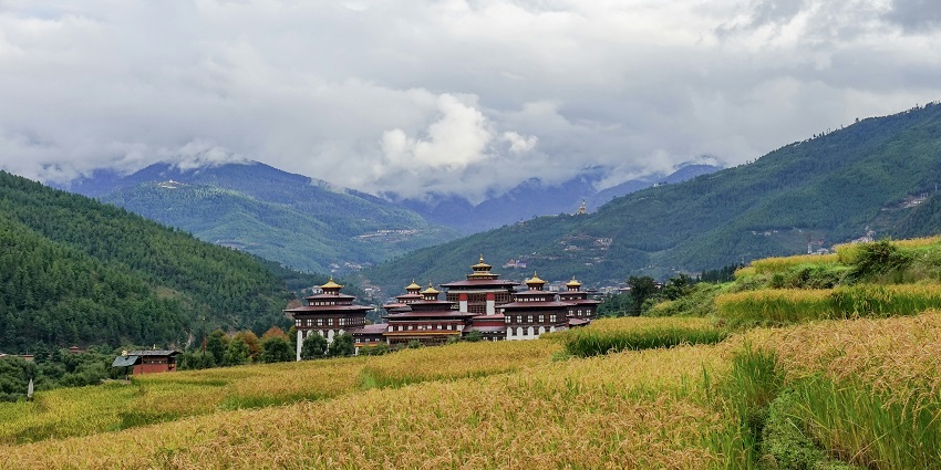 Tashichho Dzong, a majestic monastery and tourist attraction in Thimphu, Bhutan