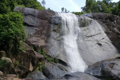 Telaga Tujuh Waterfalls, popularly called Seven Wells Waterfalls, falls in seven stages.