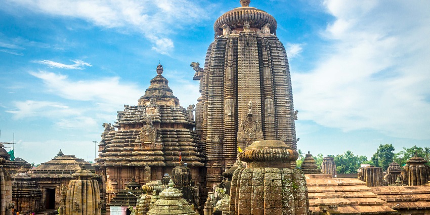 Panoramic image of the beautiful Bhubaneswar lingaraj maharaj temple in Odisha