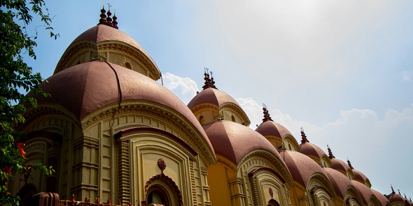 A glimpse of the iconic temple in shades of red and yellow nestled in Mehsana District.