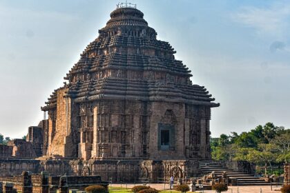 Panoramic image of the ancient sun temple situated at a distance from Bhagabati Temple