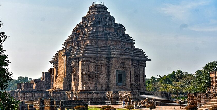 Panoramic image of the ancient sun temple situated at a distance from Bhagabati Temple