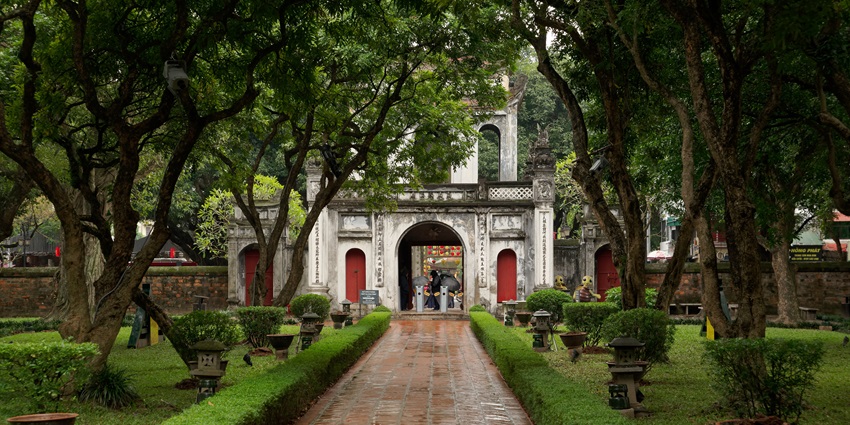 Main gate of the Temple of Literature, one of the iconic places to visit in Hanoi.